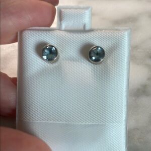 Silver 925 Stud Earrings with Blue topaz Gemstone